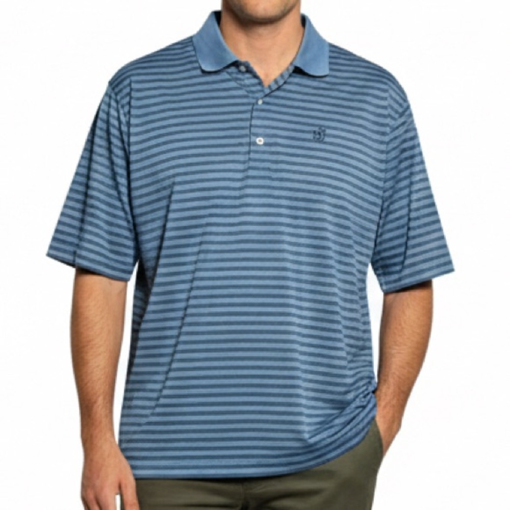 Donald Ross Blue Striped Performance Golf Polo Shirt XL‎